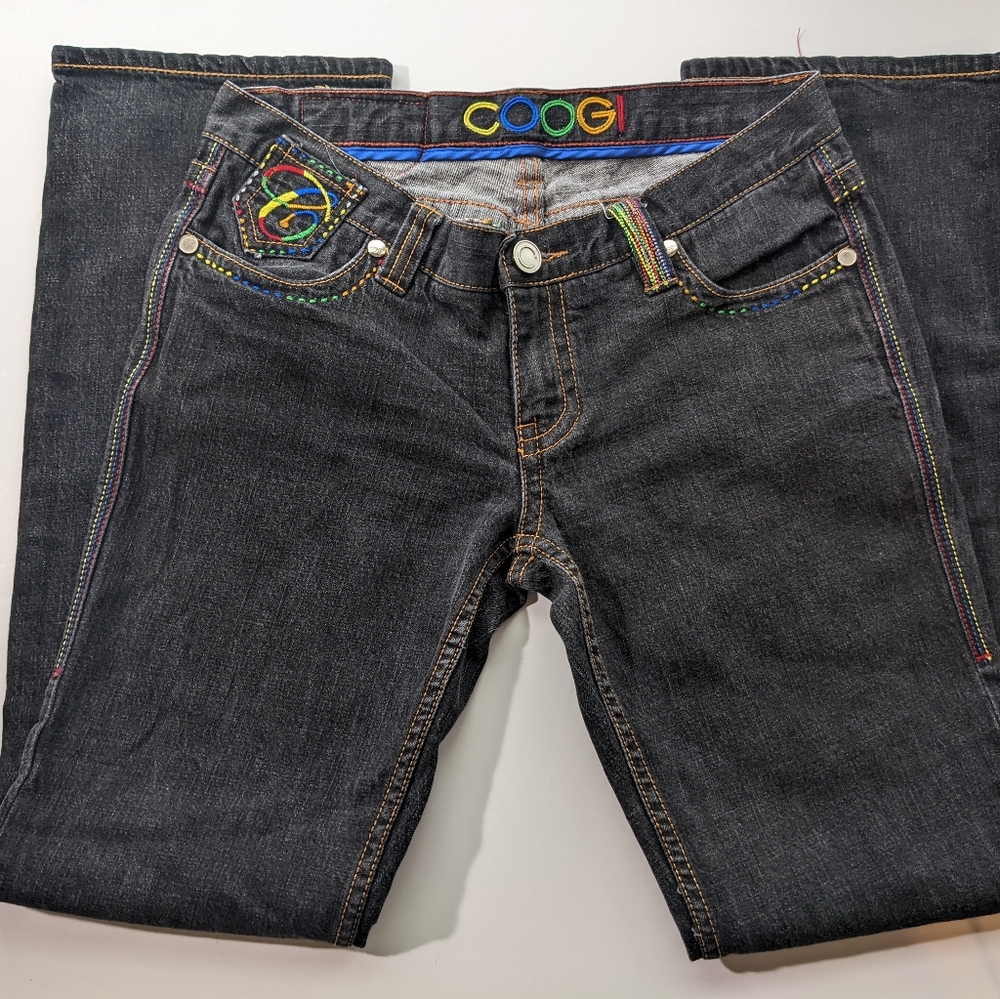 COOGI Dark Wash" Rainbow Boogie" 13 Multicolor Embroidery Stitching Logo EUC - Picture 2 of 13